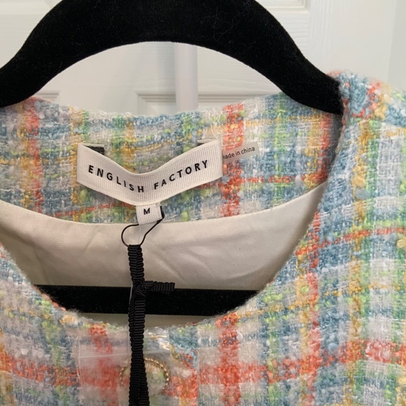 English Factory Plaid Boucle Tweed Mini Dress - Picture 3 of 4